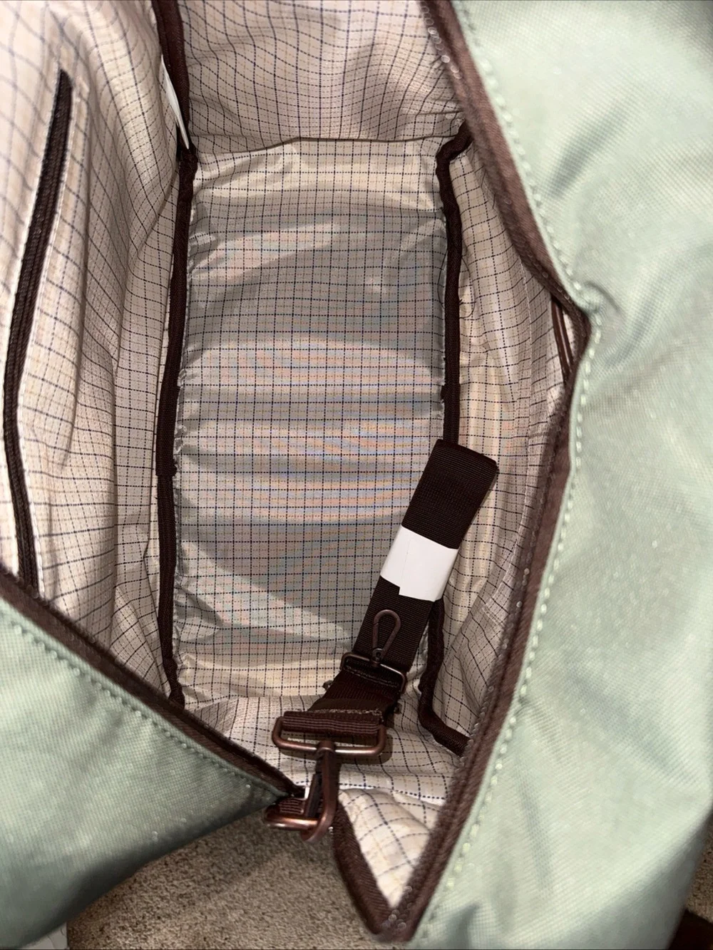 Pendleton Sage Canvas Duffel with Brown Leather Trim and Southwestern Stripes